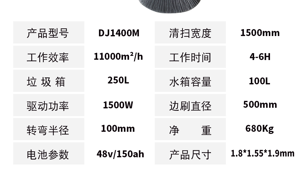 DJ1400M電動清掃車 車間掃地車參數